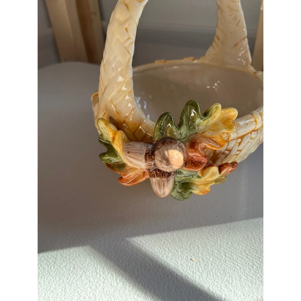 Ceramic Harvest Basket Acorn Leaf Decoration Candy Dish Fall Decor‎